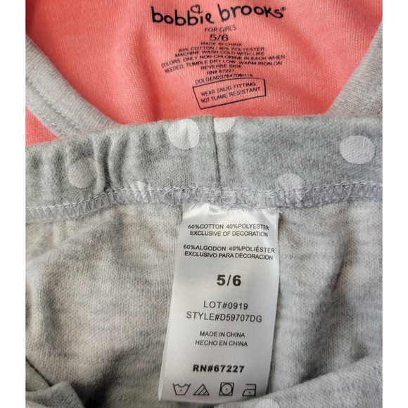 Bobbie Brooks Sleepwear Pj Set Girls Youth 5/6 Pink Graphic Dino Pants Tee New - Picture 3 of 14